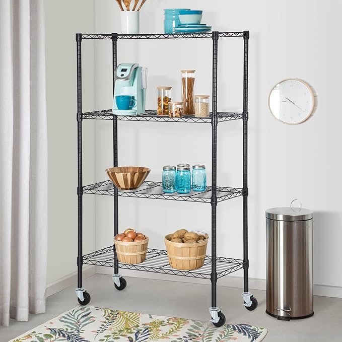 FDW Wire Shelving Storage Shelves 4-Shelf Adjustable NSF Wire Shelf Heavy Duty - Image 2