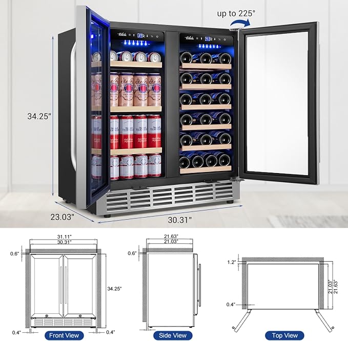 Wine and Beverage Refrigerator 30 Inch, Upgrade Dual Zone Wine Cooler - Image 6