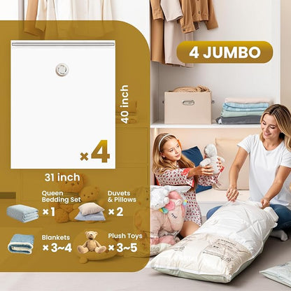 TAILI 4 Pack Vacuum Storage Bags, Jumbo Size, Vacuum Seal Bag - Image 3