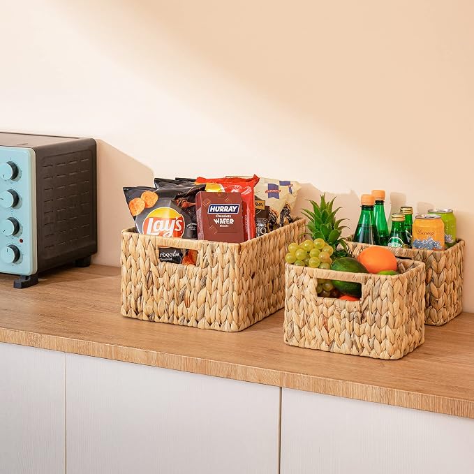 ELONG HOME Wicker Storage Basket, 3 Pack Hand-Knitted Wicker Baskets, Water - Image 9
