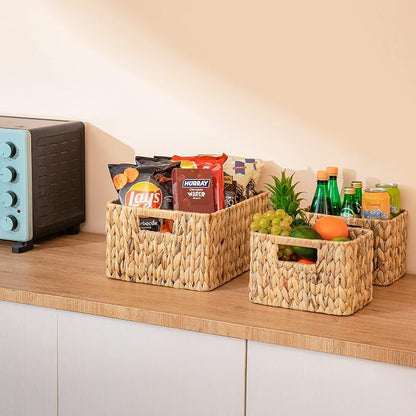 ELONG HOME Wicker Storage Basket, 3 Pack Hand-Knitted Wicker Baskets, Water - Image 9