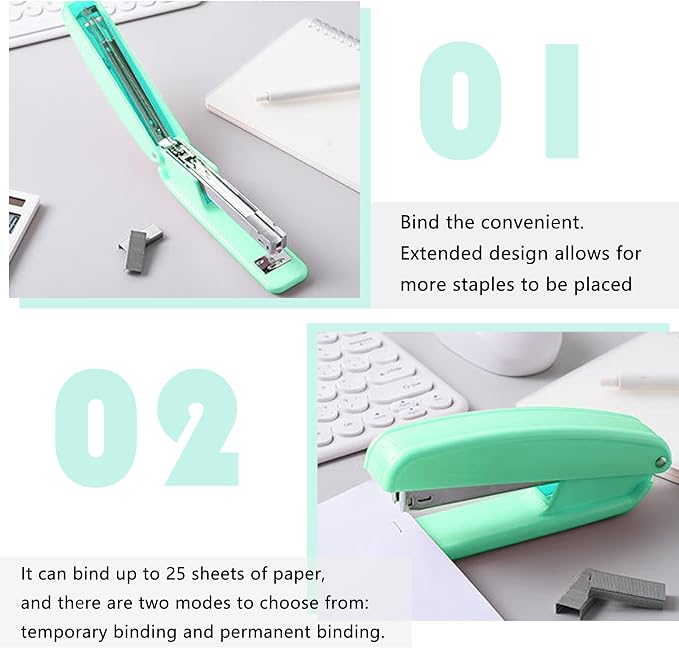 KAAKOW Green Desk Organizers and Accessories Office Supplies Set Stapler - Image 4