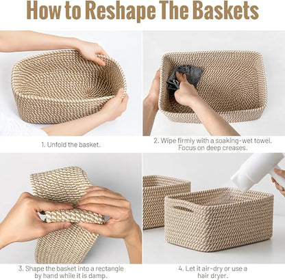 5 Pack Small Woven Storage Baskets - Image 7