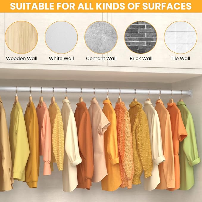 2 Pack Closet Rods for Hanging Clothes, 17-69 Inch No-Cut Stepless Adjustable - Image 5