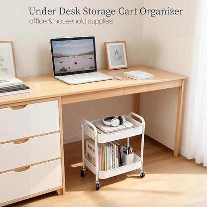 Under Desk Storage Cart 2 Tier Utility Rolling Cart - Image 4