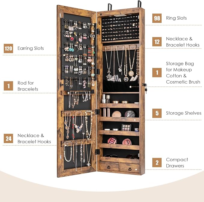 Giantex Wall Door Mounted Jewelry Armoire Cabinet - Image 4