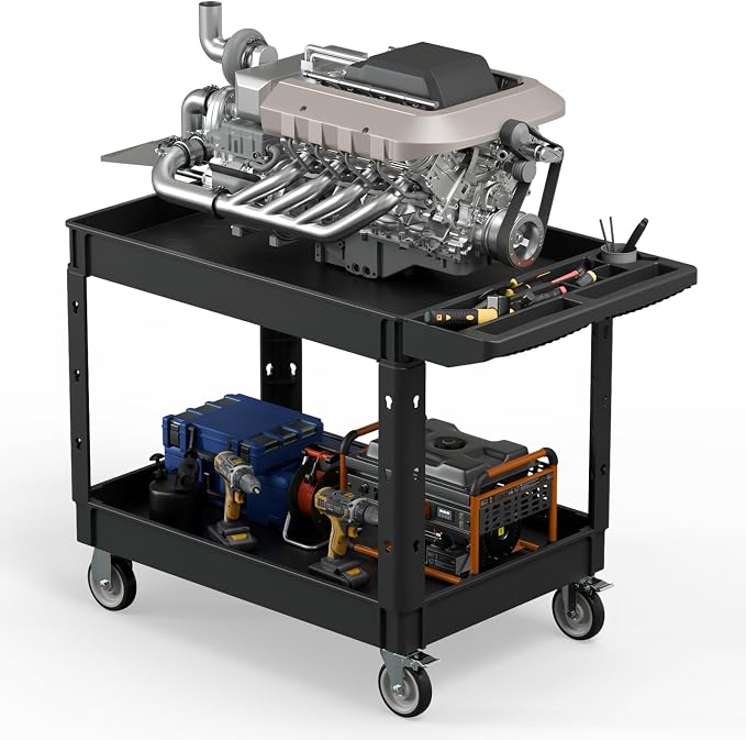 Heavy Duty Utility Rolling Tool Cart, 550 lbs Capacity Plastic Rolling Carts by WanmwillToolOrganizer