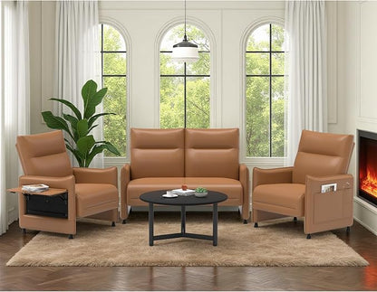 3-Piece Living Room Sofa Set, Faux Leather Loveseat & Accent Chairs Set of 2 by Tbillionnext