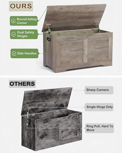 Timberer 31.5" Wooden Storage Chest, Extra Large Storage Trunk | Storage Bench - Image 5