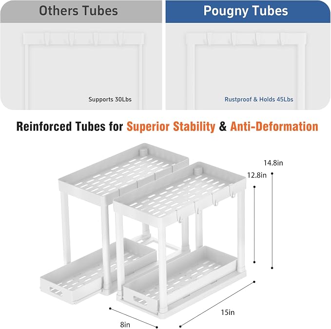 2 Pack Pull-Out Storage Organizers, Under Sink Organizer and Storage - Image 2