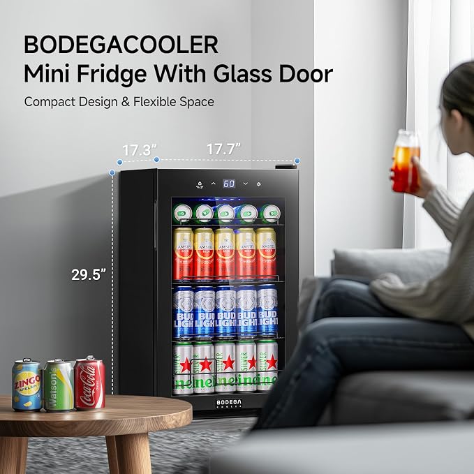 BODEGACOOLER 68L Beverage Refrigerator, 120 Cans Tempered Glass Door Beverage - Image 2