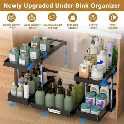 NIUXX Expandable Under Sink Organizer: 2 Tier Height Adjustable Under Cabinet - Image 6