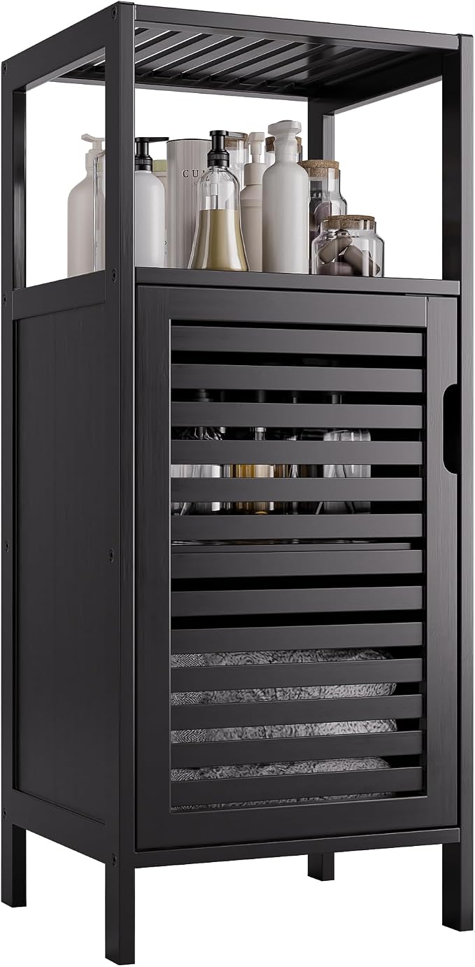 HITNET Bamboo Floor Cabinet, Small Bathroom Cabinet Floor Standing, 4 Tier by HITNET