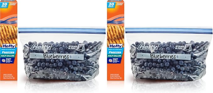 Hefty Press to Close Plastic Freezer Bags, Half Gallon Size by Hefty