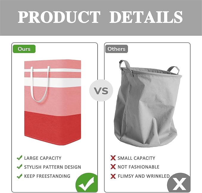 2-Pack Foldable Laundry Basket, Large Laundry Baskets - Image 3