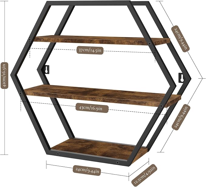Hexagon Shelves for Wall, Decorative Hexagon Floating Shelves | Geometric Wall - Image 3