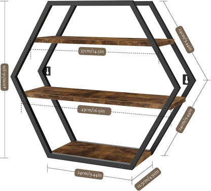 Hexagon Shelves for Wall, Decorative Hexagon Floating Shelves | Geometric Wall - Image 3