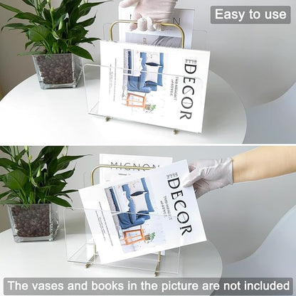 Acrylic Magazine Holder, Crystal Clear Acrylic Magazine Book Rack, Desktop File - Image 3