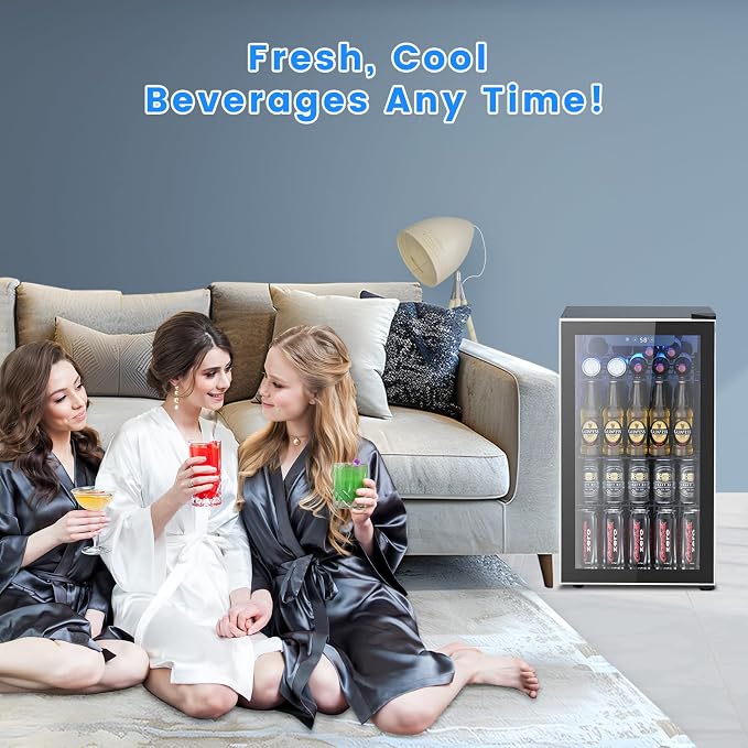26 Bottle Wine Cooler 130 Can Beverage Refrigerator, Small Freestanding Cabinet - Image 5