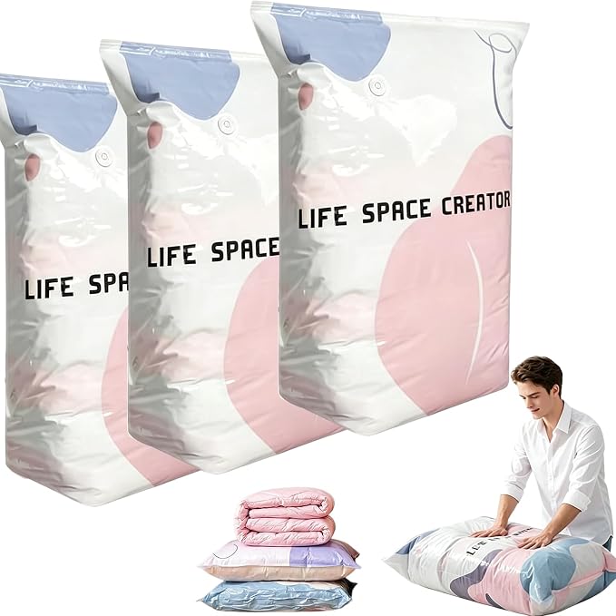 3pcs No-Pump Vacuum Storage Bags, 2026 New Cube Compression Space Saver Bags by Unknown