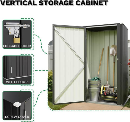Patiowell 22 Cuft Metal Storage Shed, Outdoor Vertical Storage Cabinet - Image 4