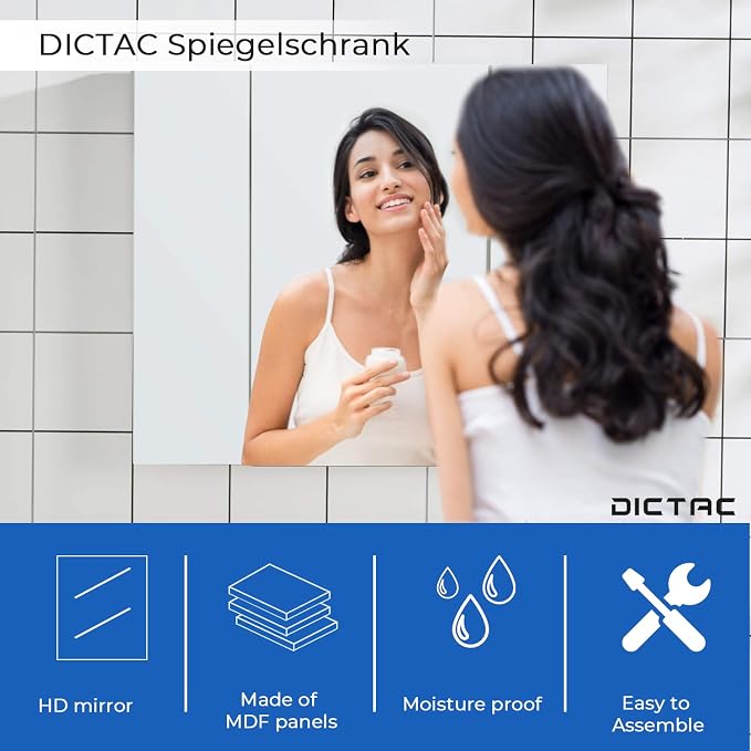 DICTAC Medicine Cabinet Bathroom Mirror Cabinet - Image 8