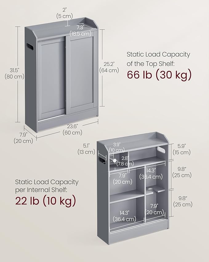 VASAGLE Narrow Storage Cabinet, Slim Floor Cabinet - Image 3