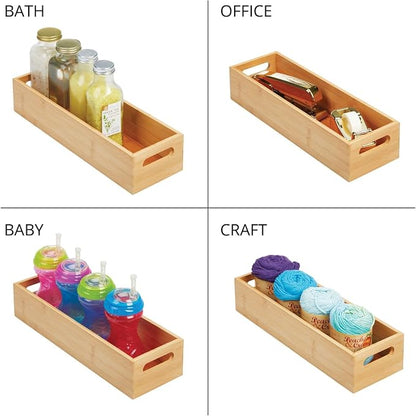 mDesign Slim Bamboo Kitchen Cabinet & Fridge Drawer Organizer Tray - Image 8