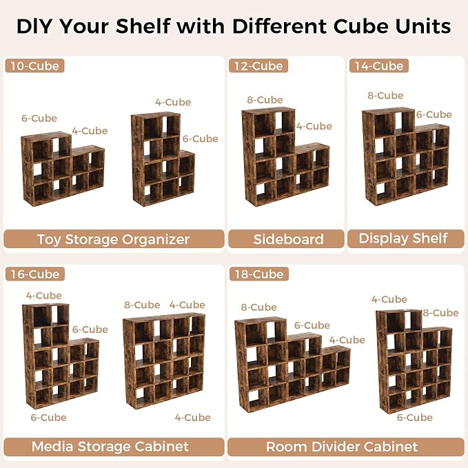 LUCKLIFE 9-Cube Storage Organizer, Stackable Modular Bookcase Shelf - Image 6