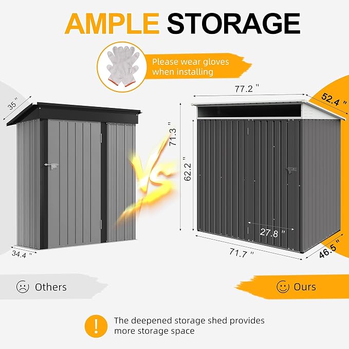 Shintenchi 6x4 FT Outdoor Storage Shed - Image 3