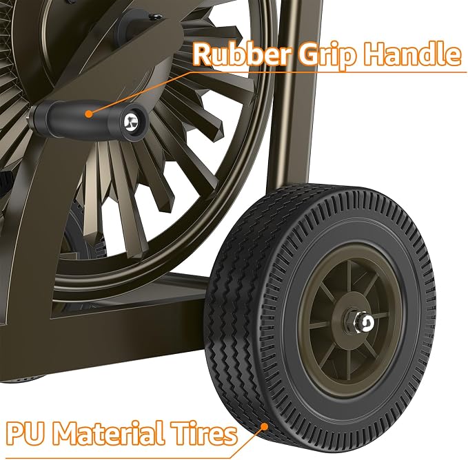 GOFORWILD Heavy Duty Steel Garden Hose Reel Cart - Image 3