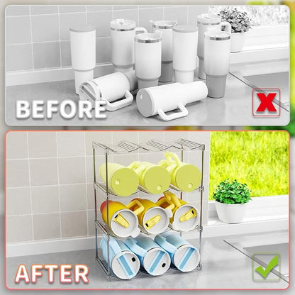 Yieach Larger Compartments Stackable Water Bottle Organizer - Image 5