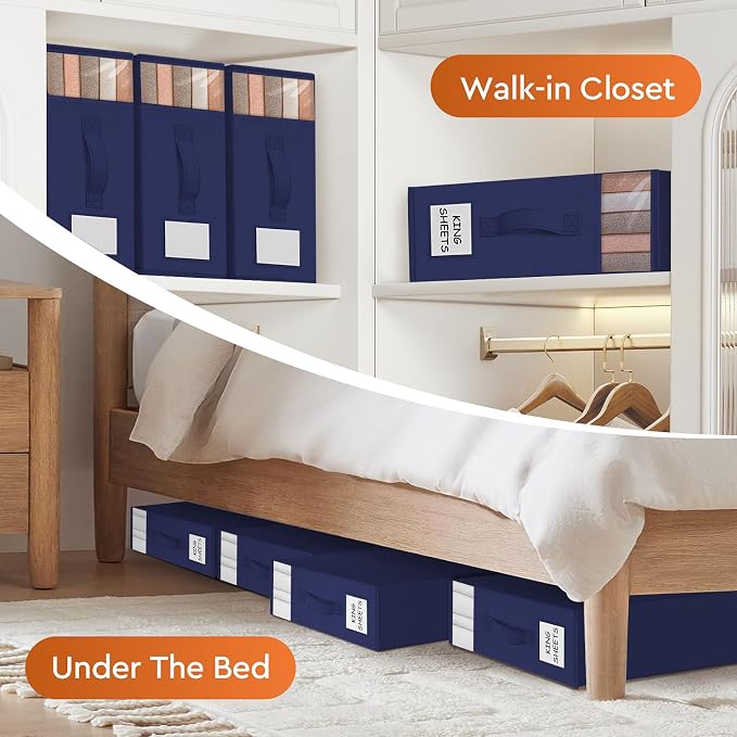 StorageTastic 2 Pack Bed Sheet Closet Organizers and Storage, Sturdy Foldable - Image 6