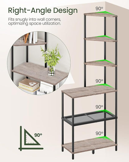 6-Tier Corner Shelf, Industrial Corner Bookshelf - Image 5