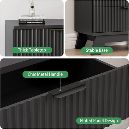 Fluted Nightstand, 31.5" Wide Side Table - Image 4