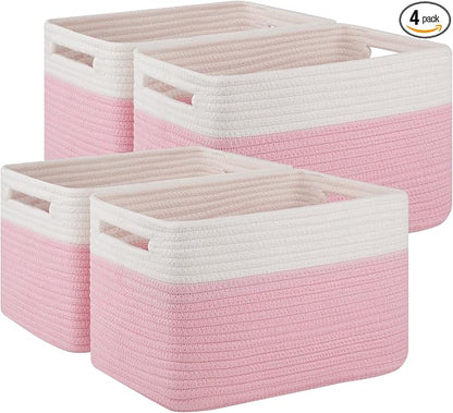 4 Pack Storage Baskets for Organizing, Woven Baskets for Shelves by SIXDOVE