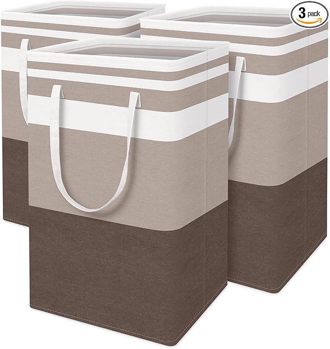 BlissTotes 3-Pack Laundry Basket, Freestanding＆Waterproof Laundry Hamper by BlissTotes