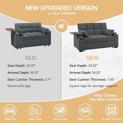 hansones 65" 3-in-1 Sofa Bed, Pull Out Sleeper Sofa - Image 6