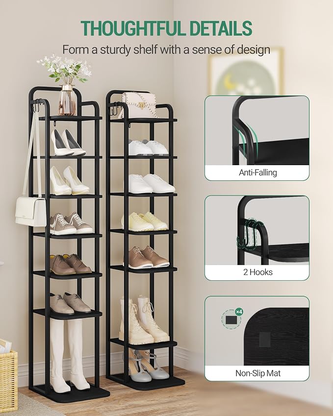 Hzuaneri 8 Tiers Vertical Shoe Rack, Narrow Shoe Tower, Tall Shoes Shelf - Image 3
