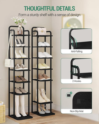 Hzuaneri 8 Tiers Vertical Shoe Rack, Narrow Shoe Tower, Tall Shoes Shelf - Image 3