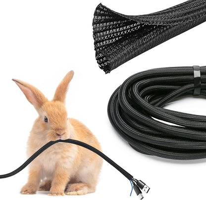 JOTO 10 Feet Cable Management Sleeve -Black | Cord Organizer System by JOTO