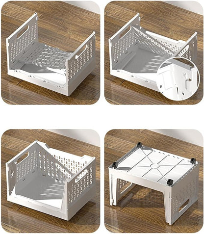 Rolling Book Cart - 40L Foldable Storage Container Mobile Basket - Image 6