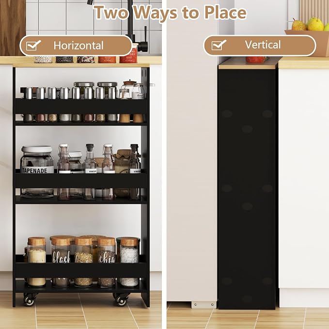 Slim Rolling Storage Cart, 4 Tier Narrow Kitchen Cart - Image 4