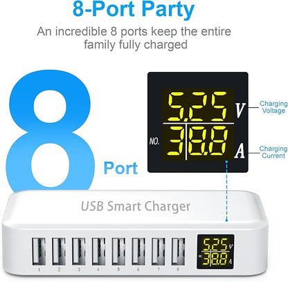 USB Charging Station, Ziwodiv 8-Port 60W/12A Charger Station, Compact Desktop - Image 2