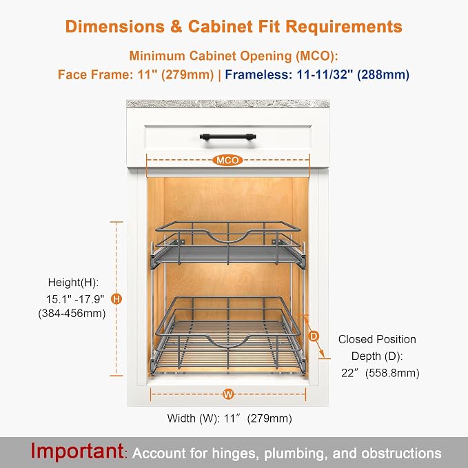 ALINE FURNITURE 2-Tier Pull Out Cabinet Organizer - Image 3