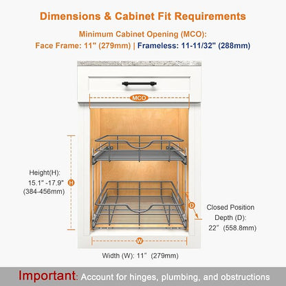 ALINE FURNITURE 2-Tier Pull Out Cabinet Organizer - Image 3