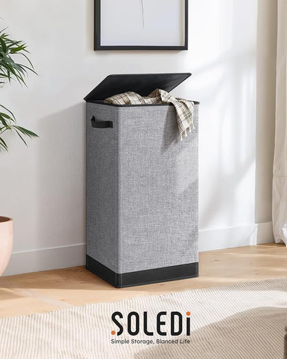 SOLEDI Laundry Hamper with Lid 100L Large & Tall Collapsible Laundry Basket - Image 9
