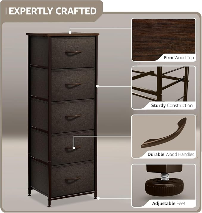 Sorbus Nightstand with 5 Drawers - Image 4