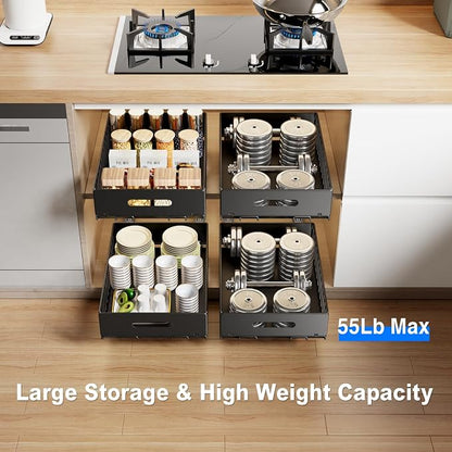 Mustorn 2 Pack Pull Out Cabinet Organizer, Slide Out Drawers - Image 2