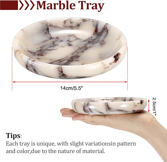 Hipiwe Decorative Key Holder for Entryway Table Round Key Bowl Marble - Image 3